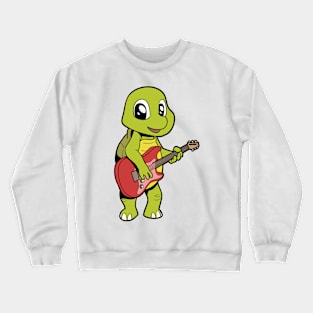 Cartoon turtle playing electric guitar Crewneck Sweatshirt